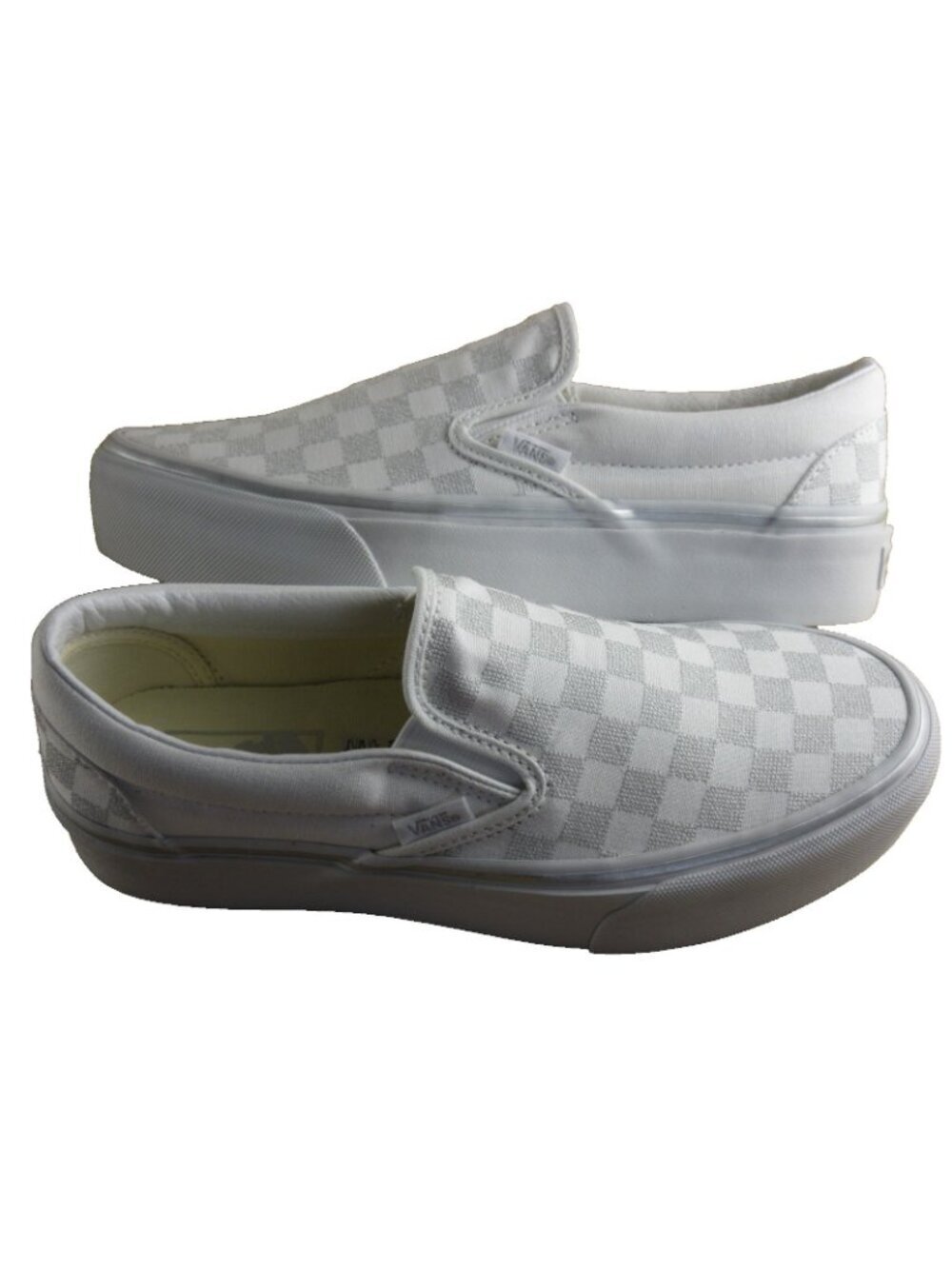 Vans Women's Classic Slip On Platform Metallic Checkerboard Silver Shoes Sizes - Picture 2 of 8